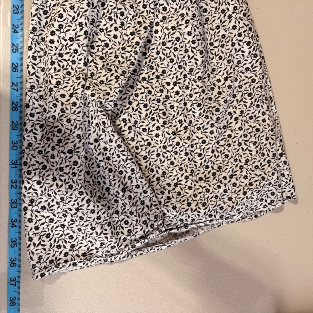 Old Navy Puff Sleeve Mini Dress XL White Black Ditsy Floral Cowgirl Peasant Boho - Picture 6 of 6